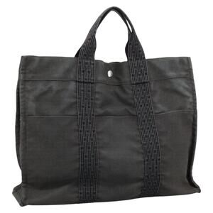 HERMES Her Line MM Hand Bag Canvas Gray Silver